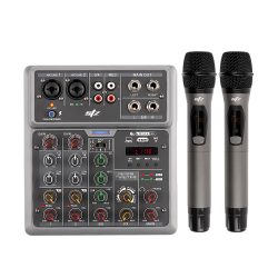 Consola Mixer 4 Canales y Micrófono UHF Wireless 2 Pack Combo STZ