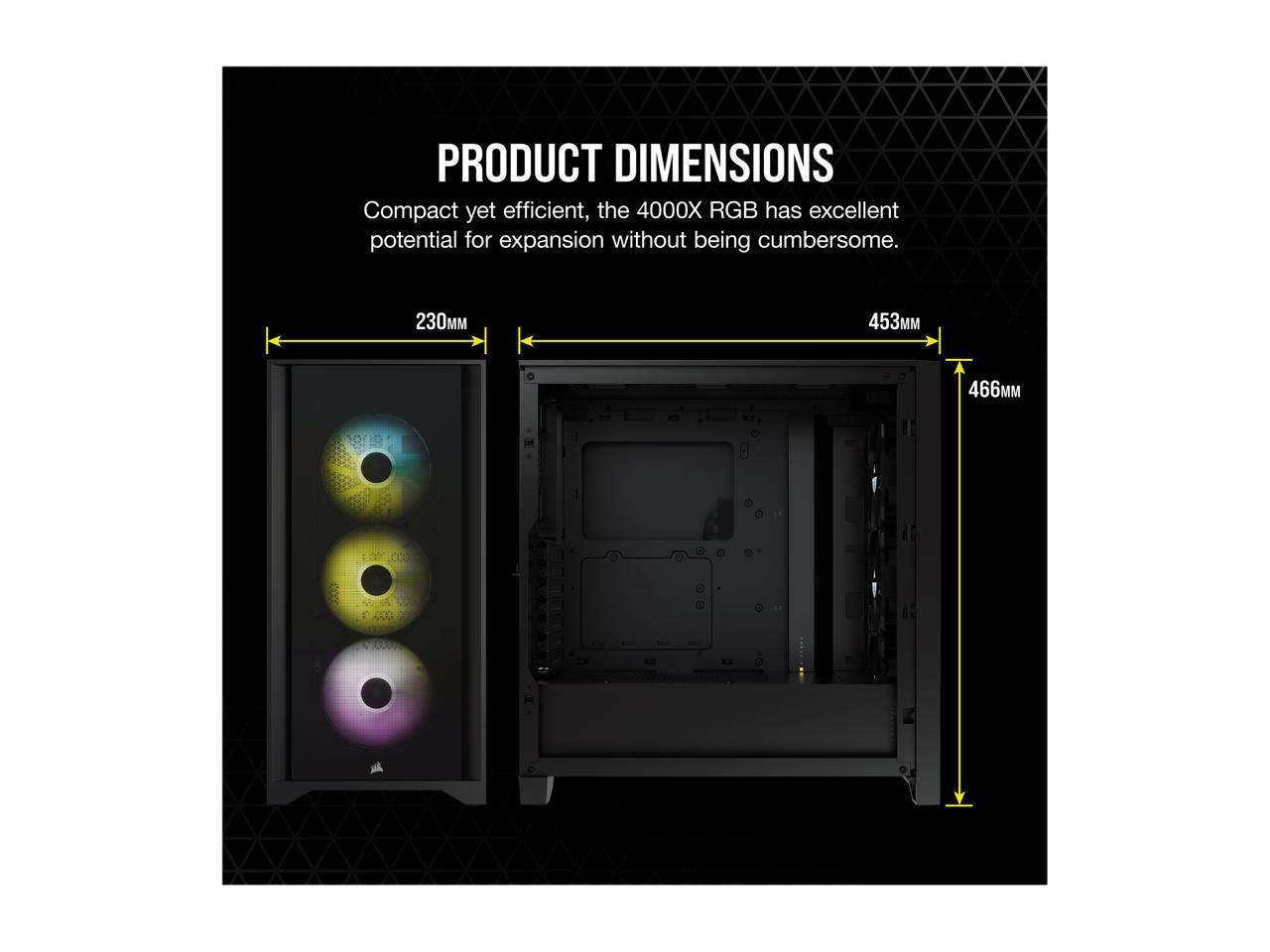 Case Gaming RGB ATX semitorre con cristal templado iCUE 4000X Negro CORSAIR - Imagen 11