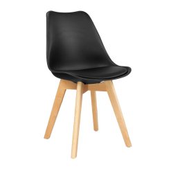 Silla Nórdica con Cojín Acolchado Negro