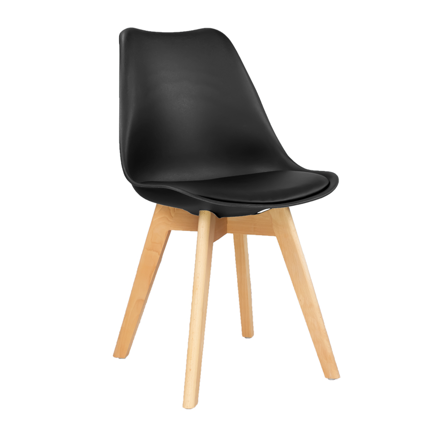 Silla Nórdica con Cojín Acolchado Negro