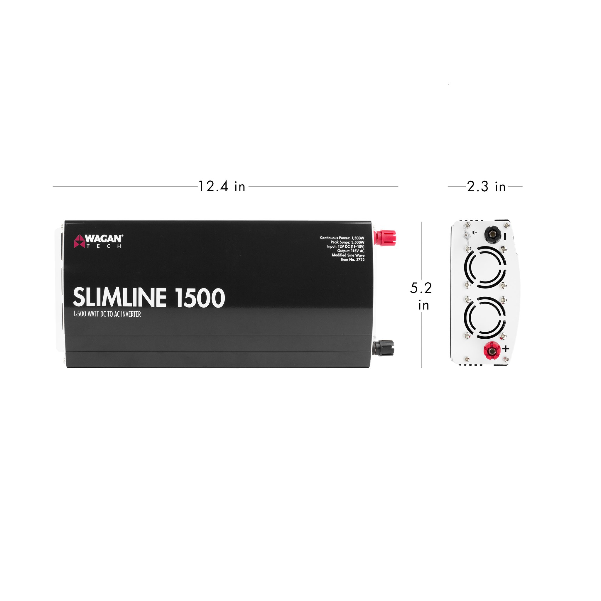 Inversor de Corriente CA 1500W TrueRated 12V SlimLine Wagan - Imagen 9