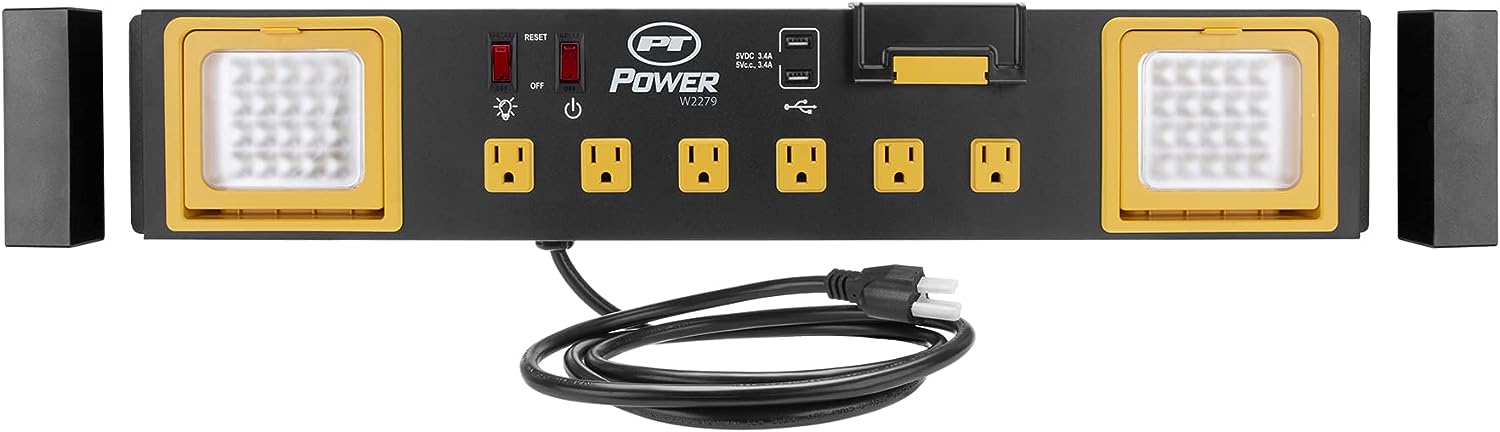 Estación de Carga y Trabajo 4 en 1 con 6 tomas, 2 puertos USB, 2 LED Giratorias - Imagen 9