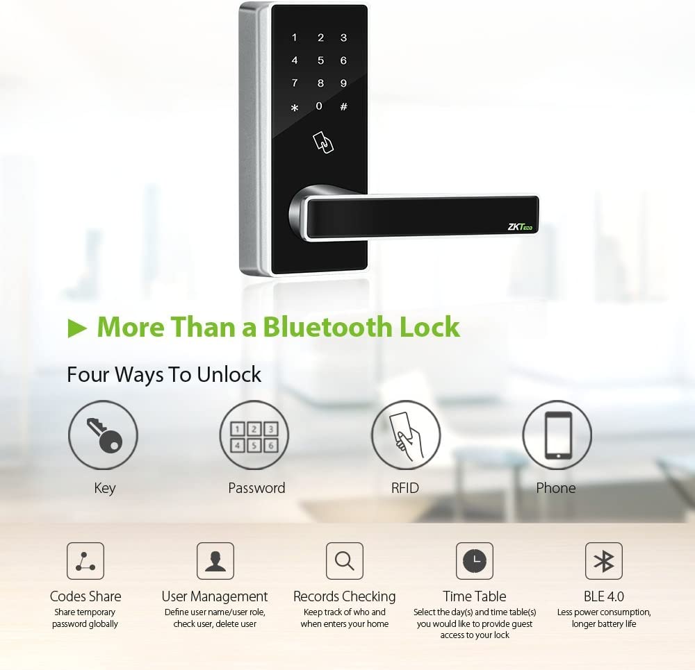 Cerradura de Proximidad y Teclado Táctil con Comunicación Bluetooth ZKTeco - Imagen 10