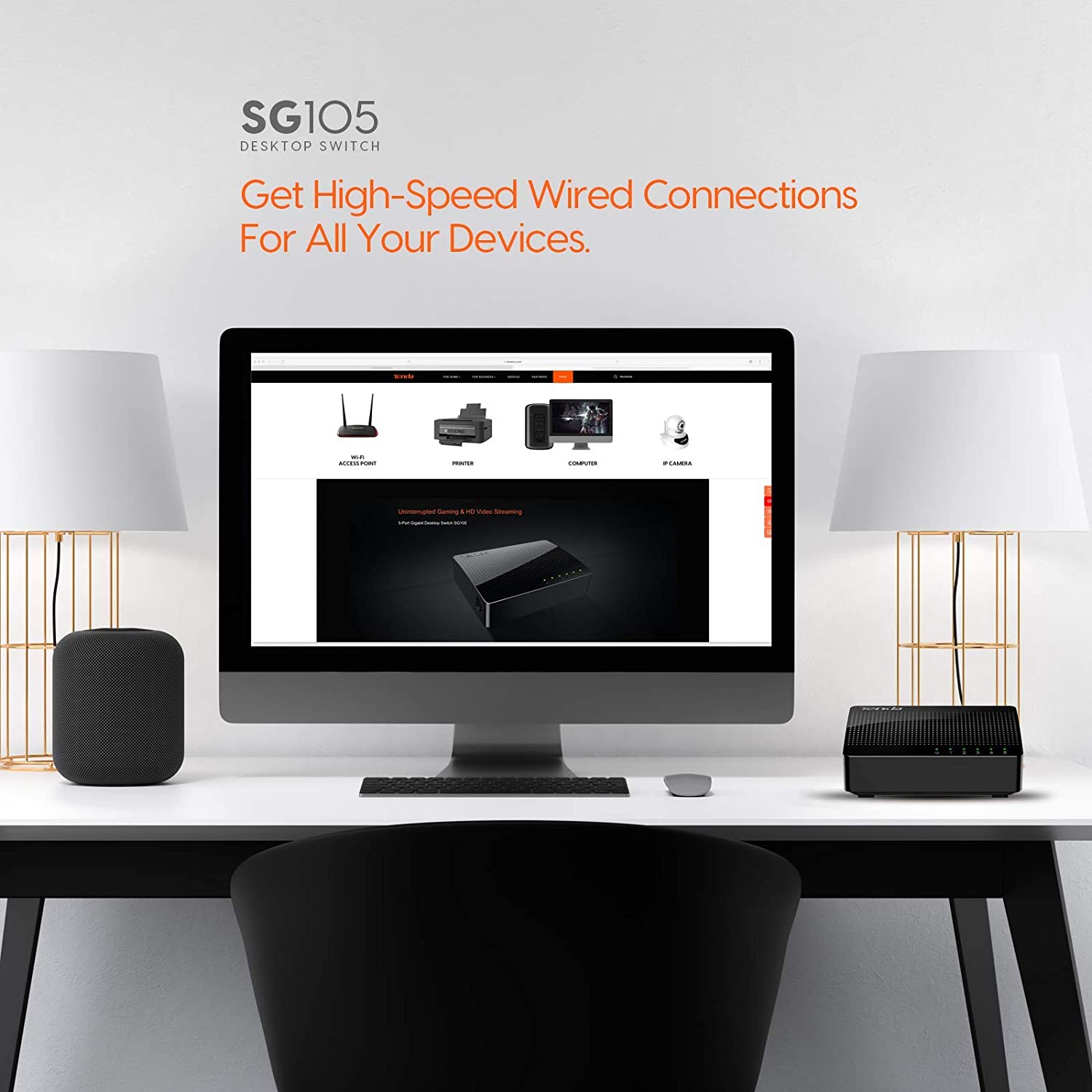 Switch de Escritorio 5 puertos Gigabit 10/100 Mbps SG105 Tenda - Imagen 8