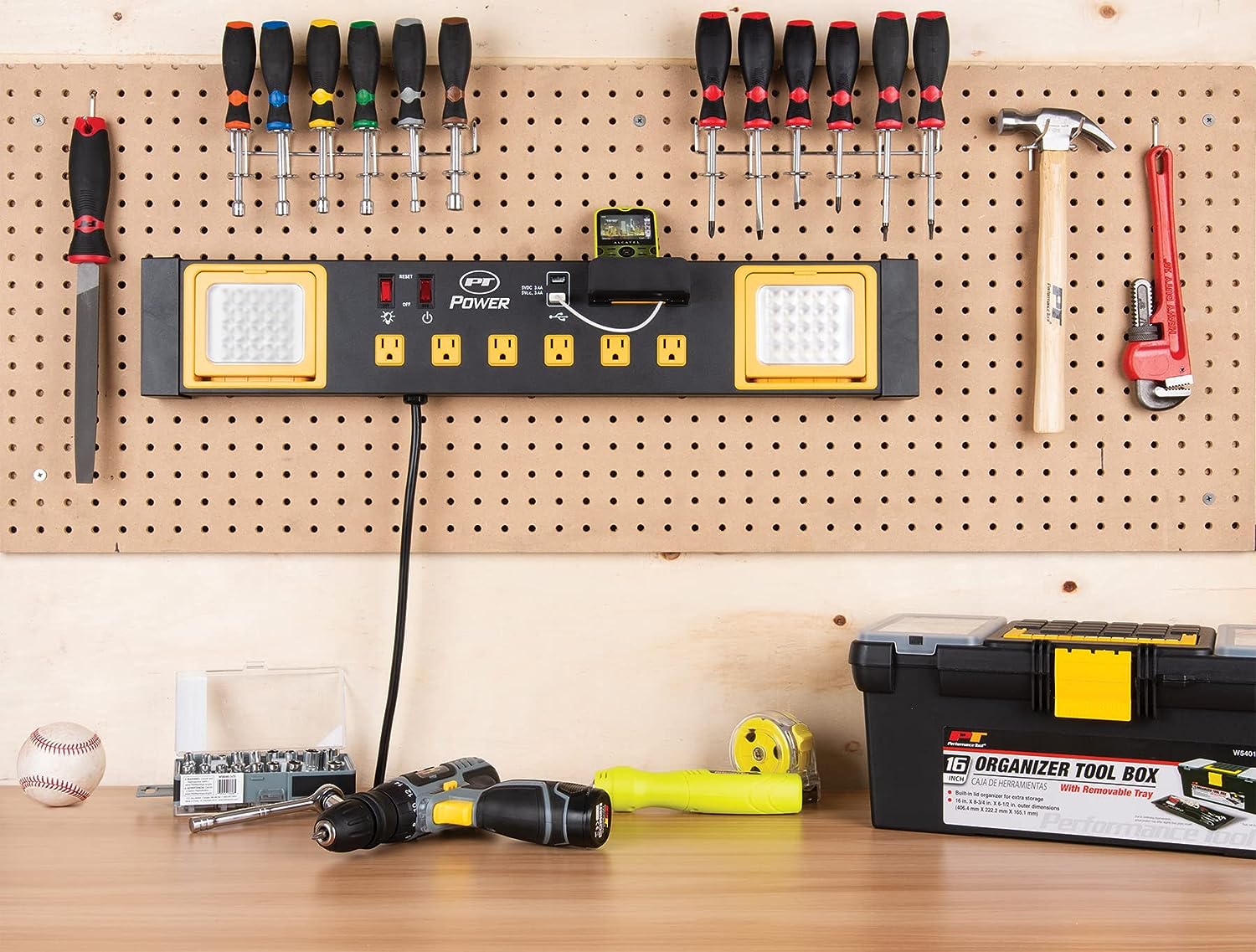 Estación de Carga y Trabajo 4 en 1 con 6 tomas, 2 puertos USB, 2 LED Giratorias - Imagen 7