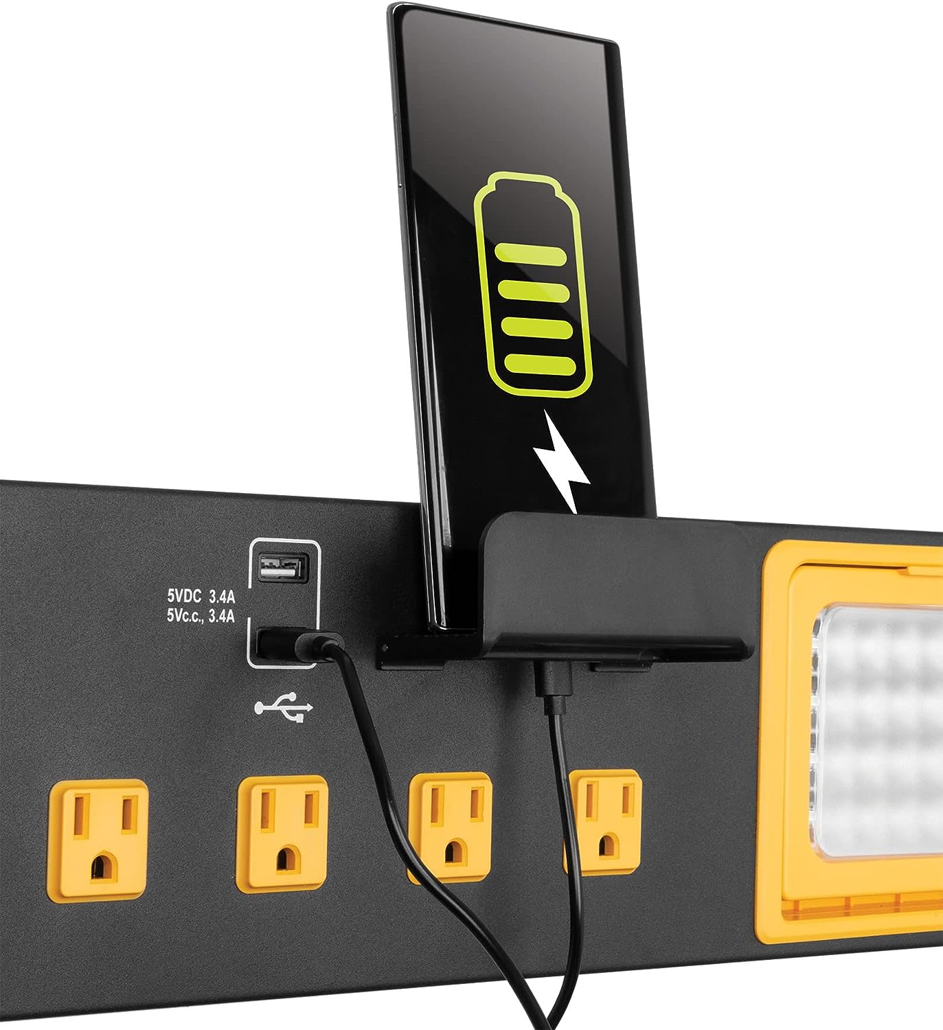 Estación de Carga y Trabajo 4 en 1 con 6 tomas, 2 puertos USB, 2 LED Giratorias - Imagen 4
