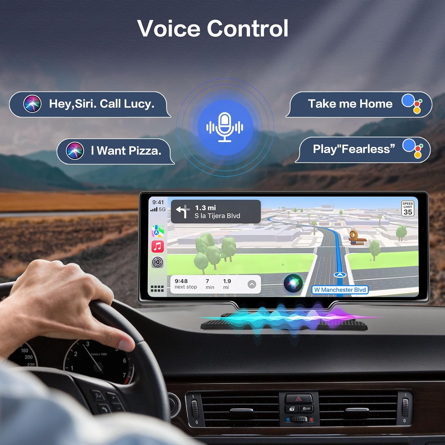 Pantalla Táctil de Carro 10" Dash Cam Carplay Android Auto BT WIFI FM mivoot - Imagen 4