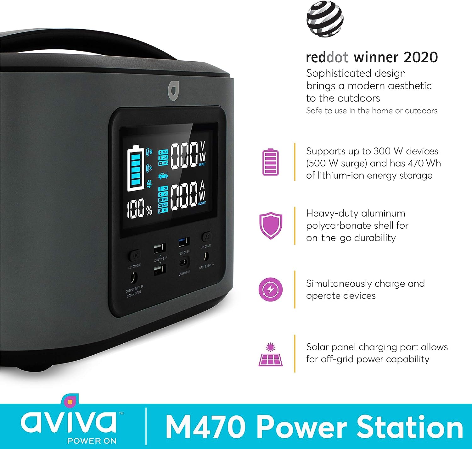 Estación de Energía Portátil 300W/470 Wh Aviva - Imagen 8