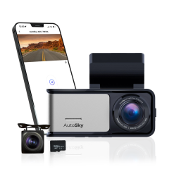 Cámara para Vehículo Dash Cam 4K Wi-Fi GPS y Cámara Trasera AutoSky