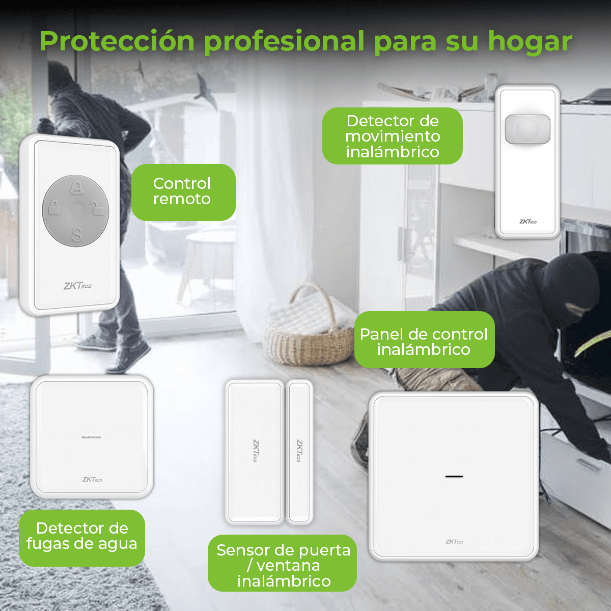 Kit Alarma de Seguridad Wi-Fi con Sensor de Movimiento y Ventanas ZKTeco - Imagen 3
