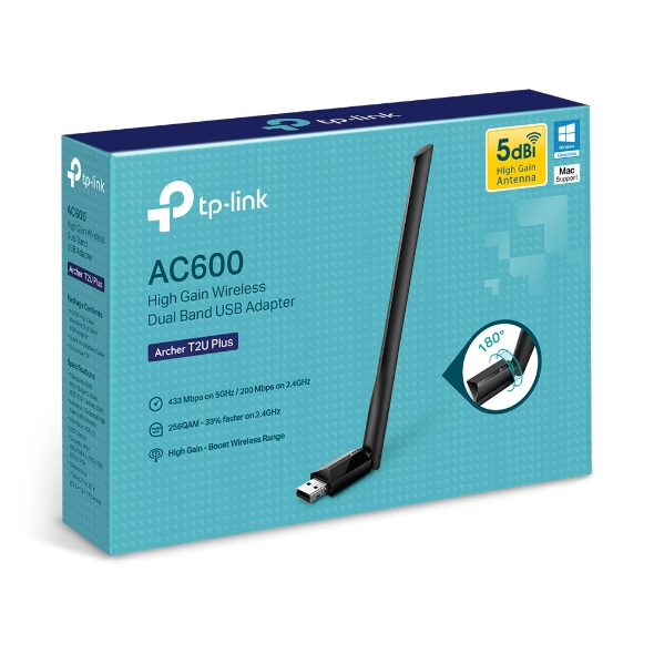Adaptador USB Inalámbrico de Alta Ganancia Doble Banda Archer T2U Plus Tp-link - Imagen 5