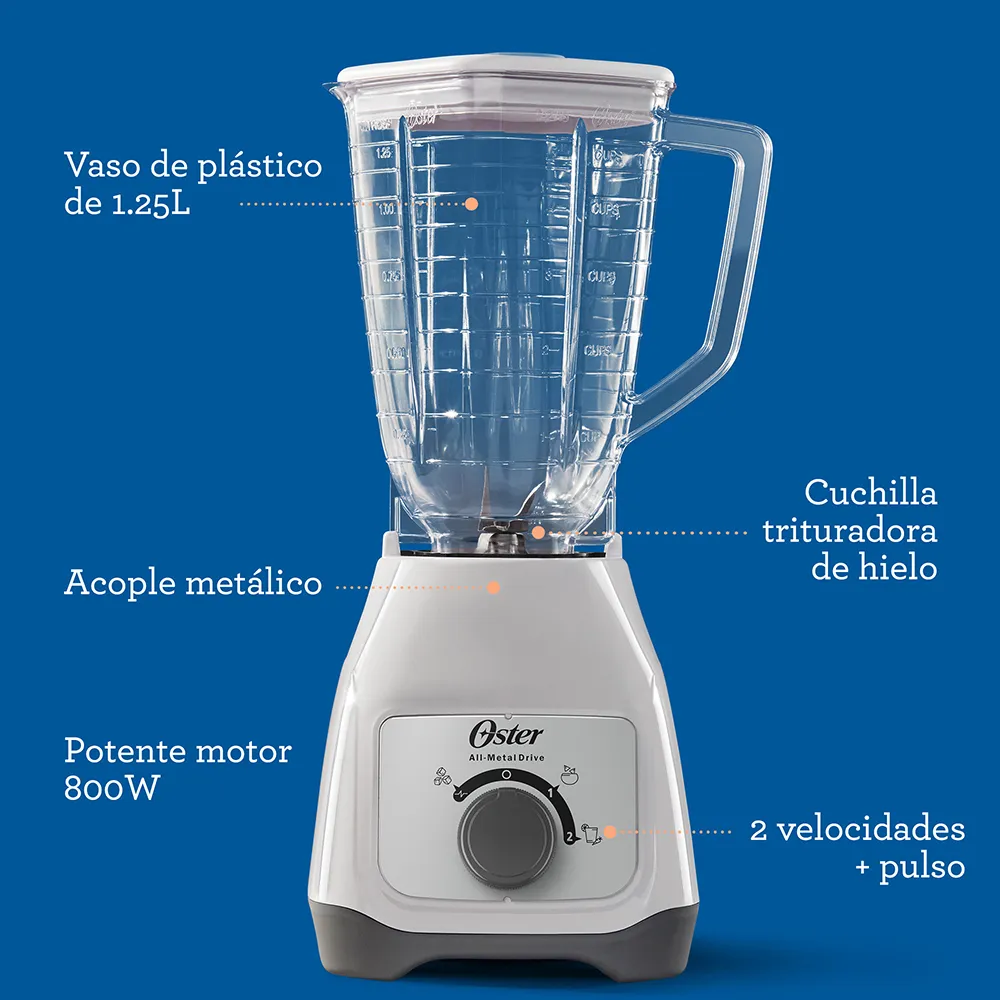Licuadora con Vaso Plástico y Control de Perilla Gris Oster - Imagen 5