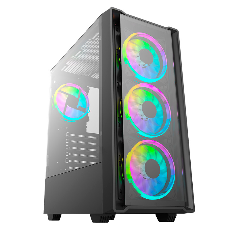 Case Gaming Media Torre Vidrio ATX Negro (Sin Fuente) GForce-550 ARGB CheckPoint