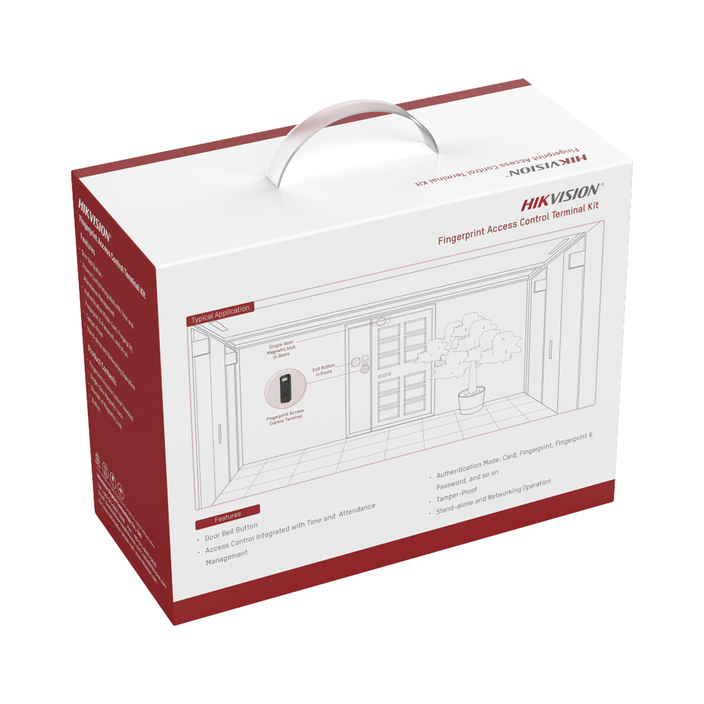 Terminal Kit Control de acceso lector de huellas y tarjetas Incluye Electroimán Botón de Salida y Montajes Z y L para imán DS-KAS261 HikVision - Imagen 3