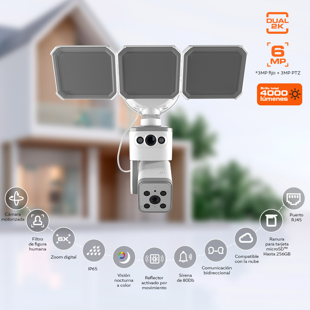 Cámara Wi-Fi 2K QHD 3MPx2 Doble Lente con Reflector Nexxt - Imagen 3