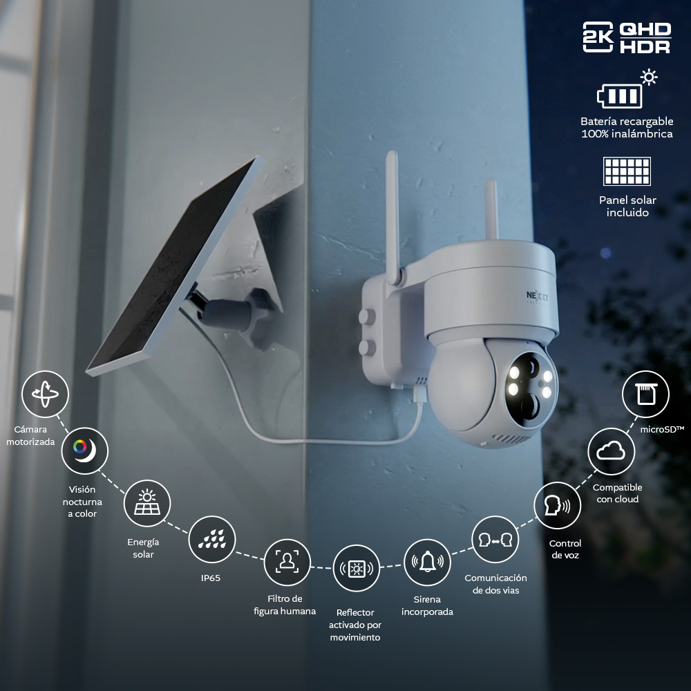 Cámara PTZ 2K Wi-Fi con Panel Solar Nexxt - Imagen 6