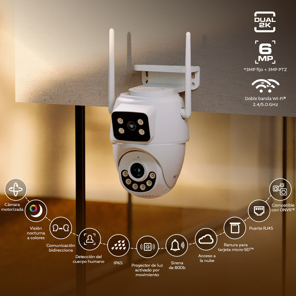 Cámara Smart Doble Lente PTZ Wi-Fi Nexxt - Imagen 2