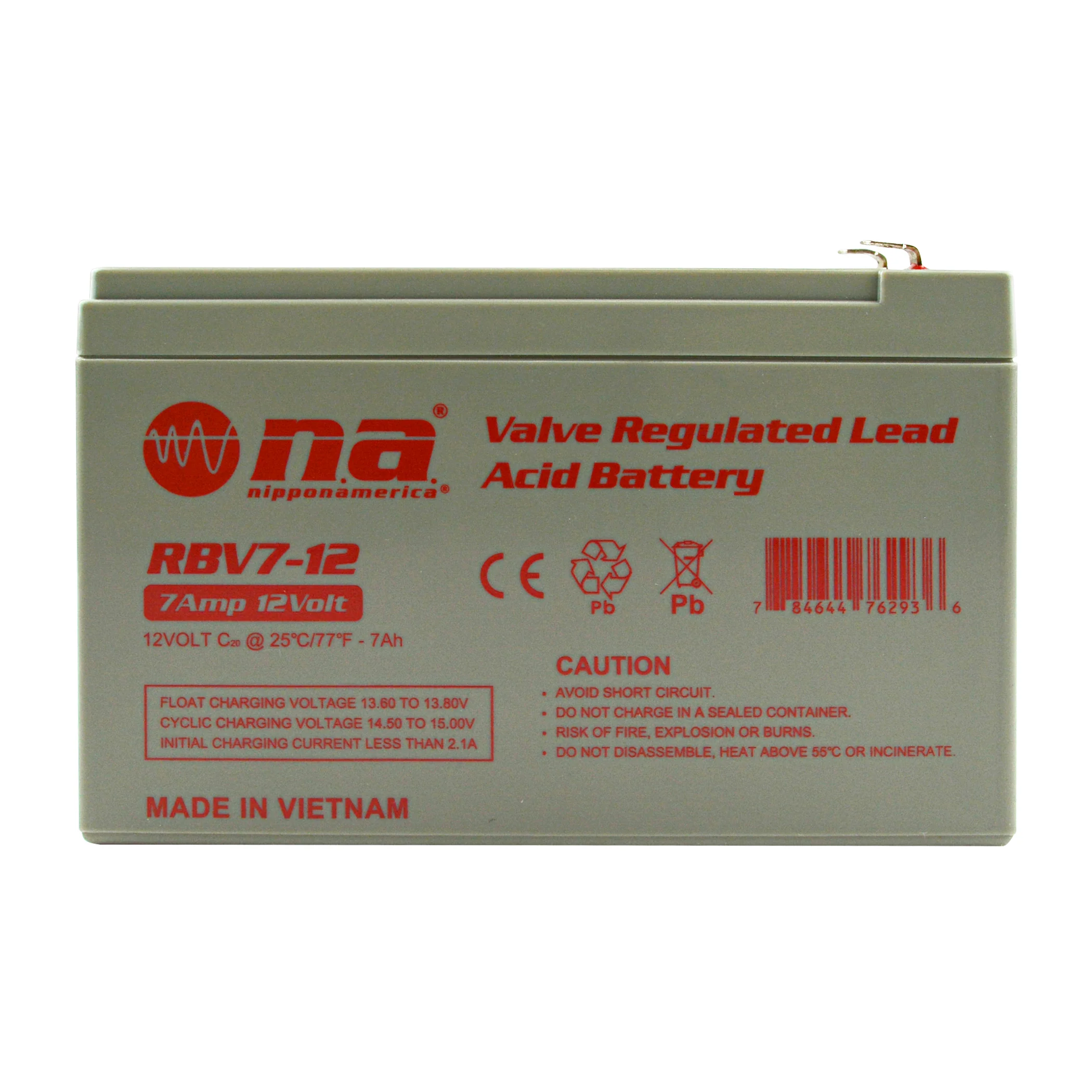 Batería Recargable ácido Plomo 7A 12V RBV7-12 Nippon A - Imagen 3