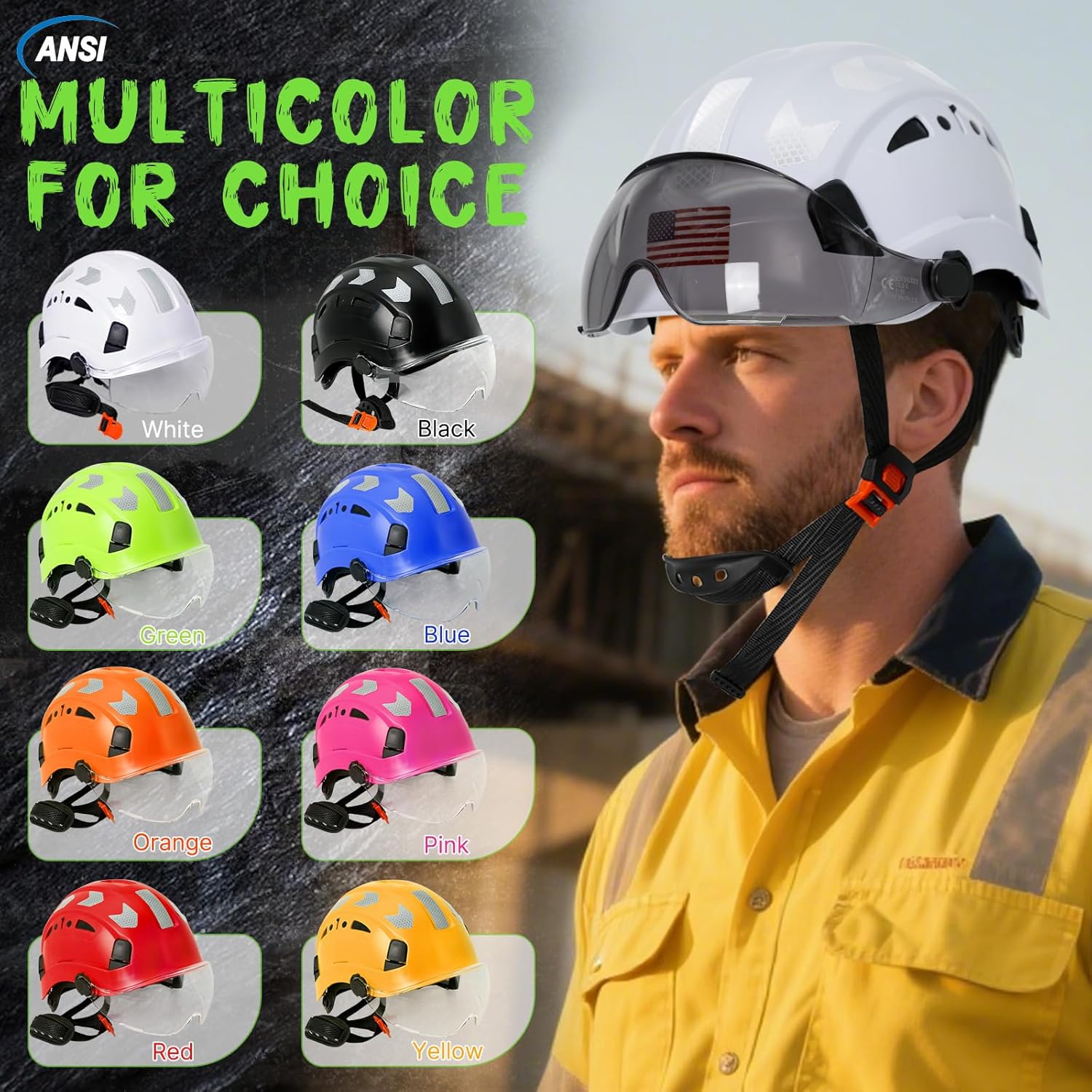 Casco de Seguridad Certificado con Visera Correas para la Barbilla Reflectantes y ABS Aolamegs - Imagen 4