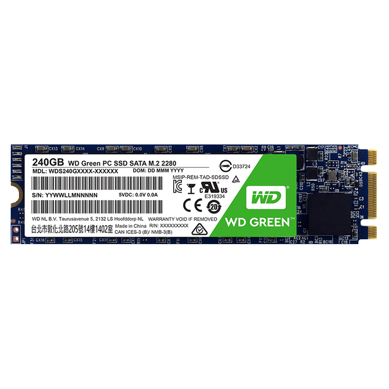 Unidad SSD 240GB M.2 2280 SATA Western Digital Green