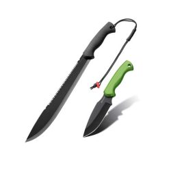 Machete 53.3cm y Cuchillo 16.5cm de Acero Inoxidable con Funda y Correa Kilimanjaro