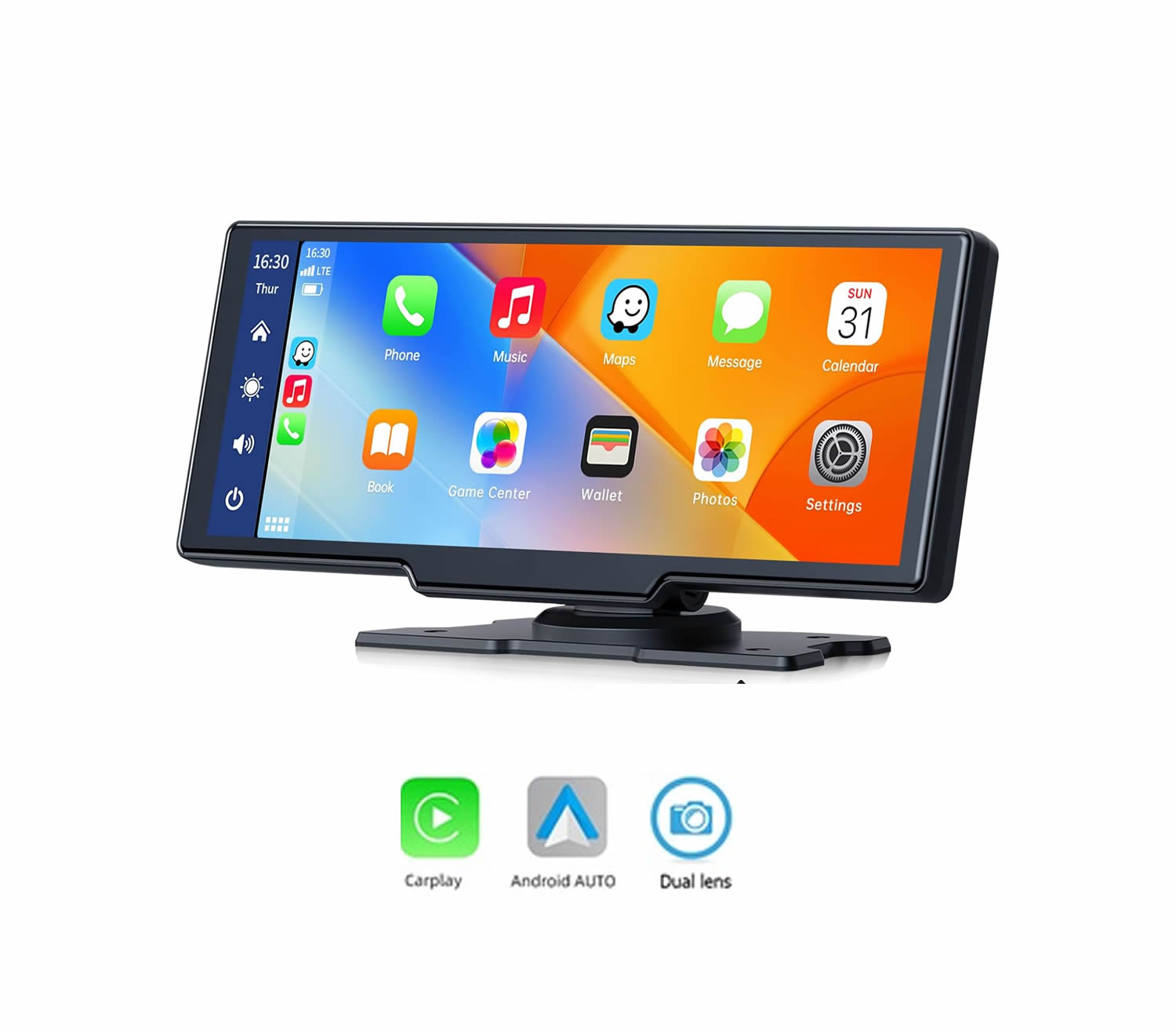 Pantalla Táctil de Carro 10" Dash Cam Carplay Android Auto BT WIFI FM mivoot
