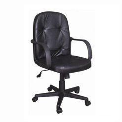 Silla Ejecutiva Gerencial con Reposabrazos de Cuero Negro