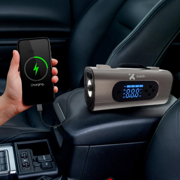 Jumper Arrancador 10000 mAh Inflador 150 PSI Powerbank 8 en 1 ResQRide Xtech - Imagen 8