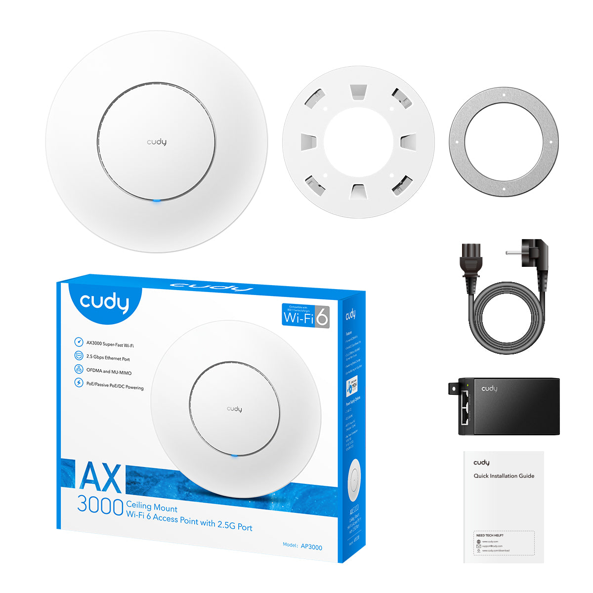 Punto de Acceso Wi-Fi 6 Gigabit PoE AX3000 Doble Banda AP3000-P Cudy - Imagen 4