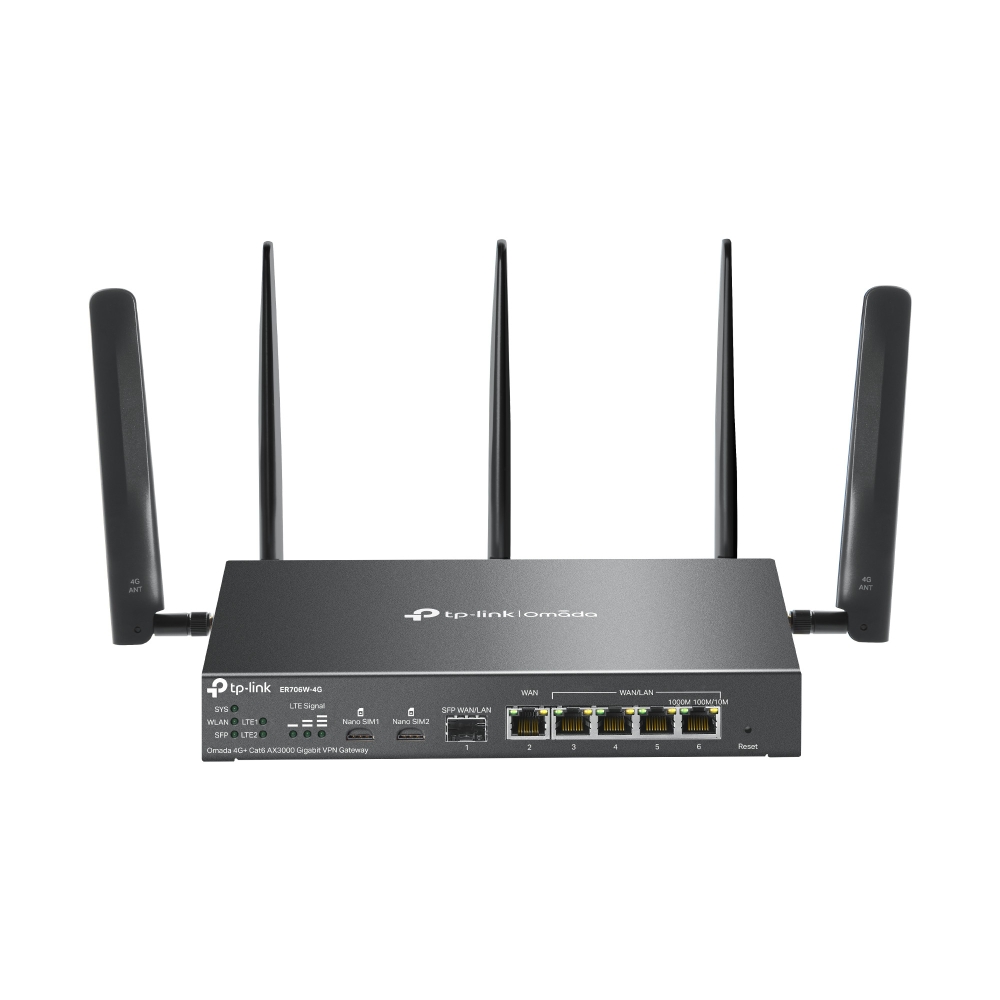 Router Switch 4G+ LTE Wi-Fi 6 Doble SIM Card VPN Gigabit Omada AX3000 TP-Link