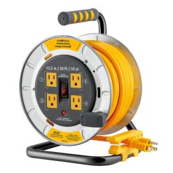Extensión Eléctrica Carrete Enrollable 4 Tomas 15.24m Calibre 12 3AWG 13A Link2home