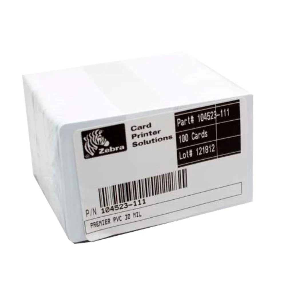 Tarjetas PVC Blancas 500 Unidades Premier CR-80 Zebra